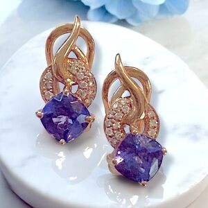 ***SOLD**  14k Rose Gold Le Vian Tanzanite & Diamond Leverback Earrings!
